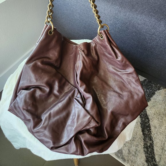 NEGRI FIRENZE NEW Leather Brown Bag with Chain - Picture 6 of 7